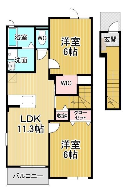 アヴァンセ S(2LDK/2階)の間取り写真