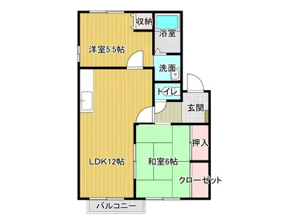 プリマベーラ北島B(2LDK/2階)の間取り写真