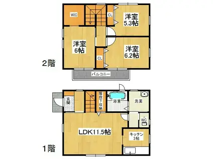 鳴門線 金比羅前駅 徒歩11分 2階建 築9年(3LDK)の間取り写真