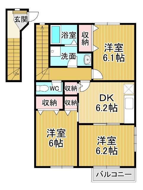 アルバ A(3DK/2階)の間取り写真