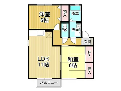 セレクト川内 B棟(2LDK/1階)の間取り写真