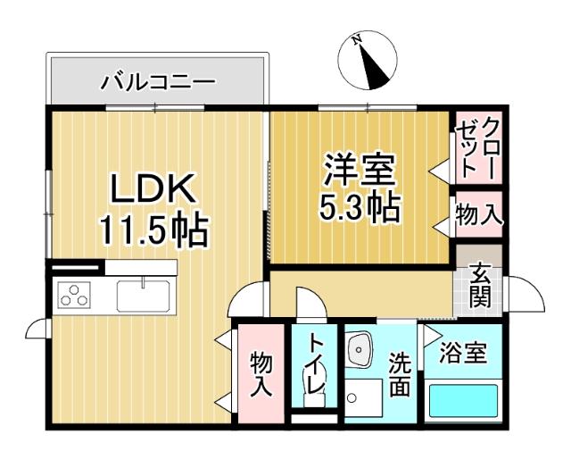 WIT CUBE B棟(1LDK/2階)の間取り写真