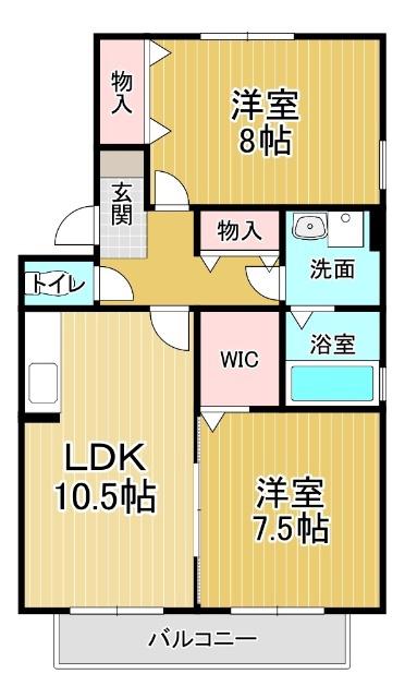 メゾンリヴェールC(2LDK/2階)の間取り写真