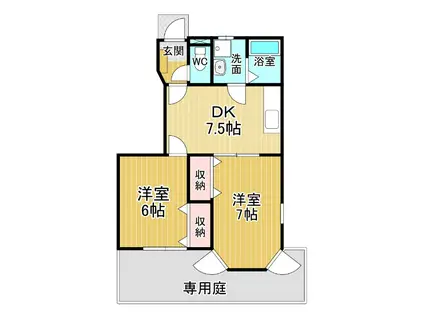 アルファ(2DK/1階)の間取り写真