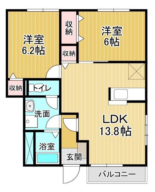 ベイスタ-C(2LDK/1階)の間取り写真