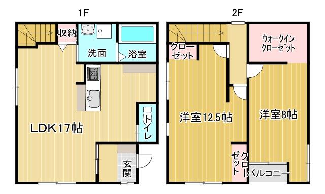 高徳線 徳島駅 バス乗車時間：27分 中喜来バス停で下車 徒歩5分 2階建 築14年(2LDK)の間取り写真