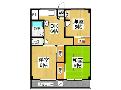 北ノ浜マンション(3DK/4階)の間取り写真