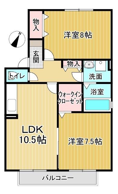 メゾンリヴェールB(2LDK/2階)の間取り写真
