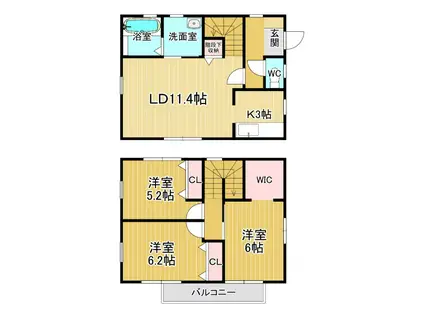 鳴門線 金比羅前駅 徒歩12分 2階建 築15年(3LDK)の間取り写真