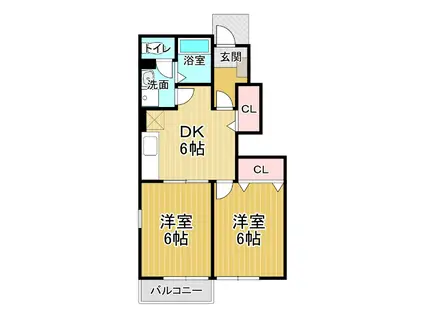 ラス・ティック(2DK/1階)の間取り写真