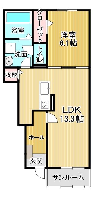 サン・メゾン F(1LDK/1階)の間取り写真