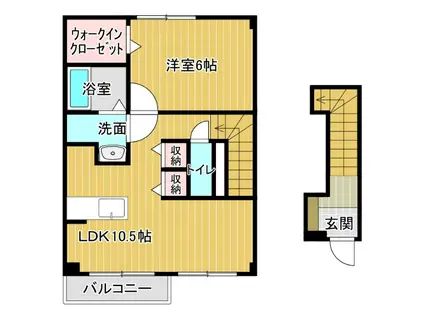 メゾン・コモド B(1LDK/2階)の間取り写真