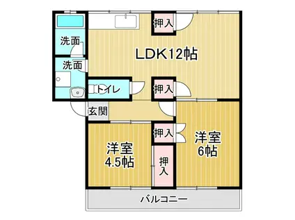 ドミールサニー撫養(2LDK/3階)の間取り写真