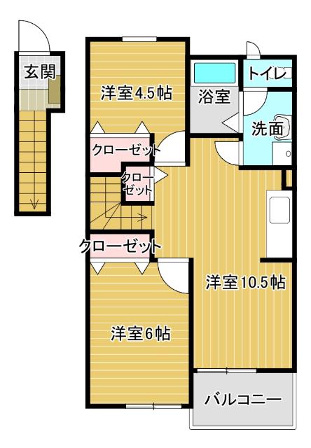 ベリエハウス(2LDK/2階)の間取り写真