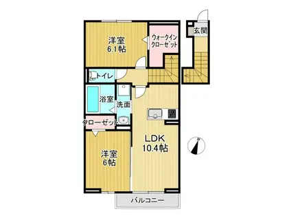 アン・シャトー ムヤ(2LDK/2階)の間取り写真