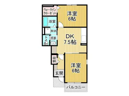 グランデ 成長 B(2DK/1階)の間取り写真