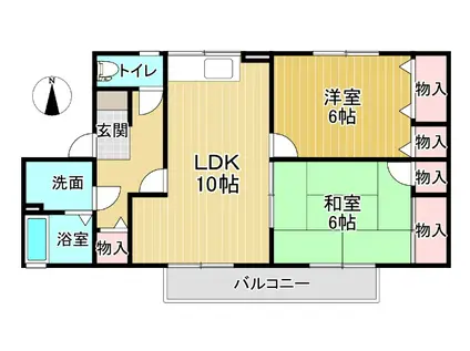 ラポール宮内 C棟(2LDK/2階)の間取り写真