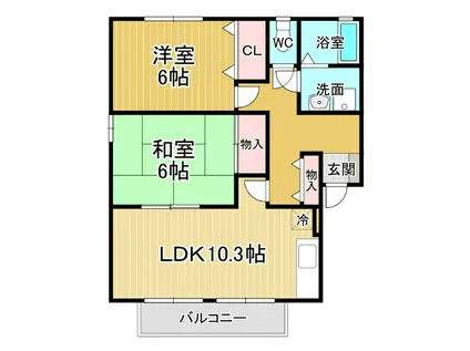 ラポール宮内 B(2LDK/2階)の間取り写真
