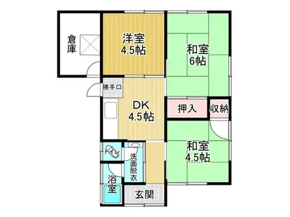 鳴門線 金比羅前駅 徒歩17分 1階建 築48年(3DK)の間取り写真