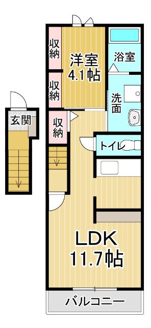 エストレージャ(1LDK/2階)の間取り写真