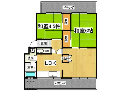 第一岡崎マンション(2LDK/2階)の間取り写真