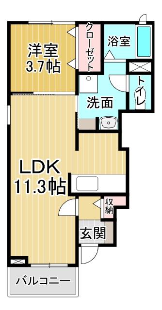 パールハウスC(1LDK/1階)の間取り写真