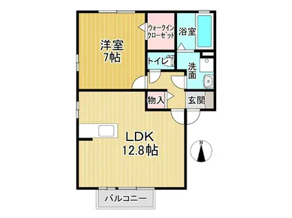 ウィルコート B棟(1LDK/2階)の間取り写真