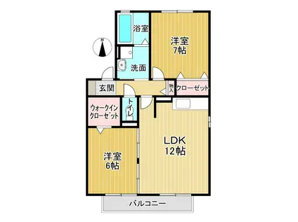 プラザ・シャルム B棟(2LDK/1階)の間取り写真