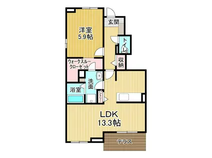 エルヴィータ B(1LDK/1階)の間取り写真