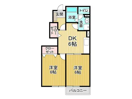 ラス・ティック(2DK/1階)の間取り写真