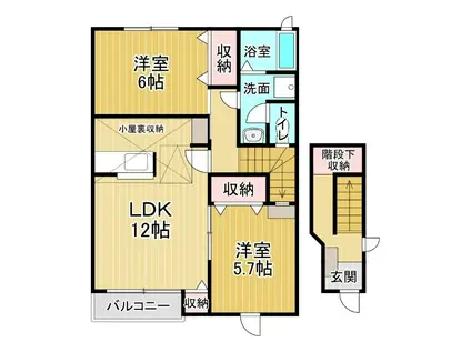 サンシェールA(2LDK/2階)の間取り写真