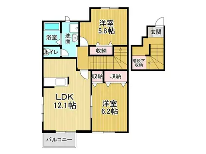 アビタシオン勝瑞D(2LDK/2階)の間取り写真