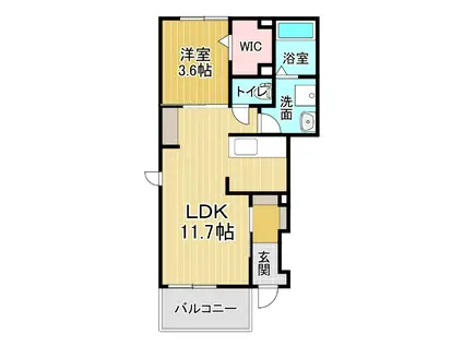 エルヴィータ A(1LDK/1階)の間取り写真