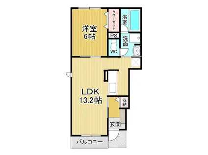 プルミエⅡ(1LDK/1階)の間取り写真