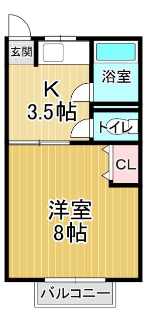 第2立岩ハイツ(1K/1階)の間取り写真