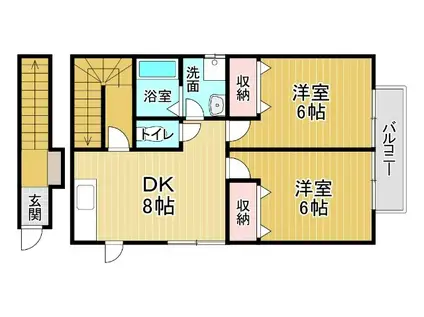 サンクレストール(2DK/2階)の間取り写真