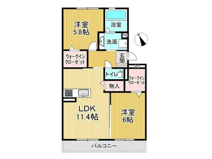 アヴニール優Ⅱ(2LDK/3階)の間取り写真