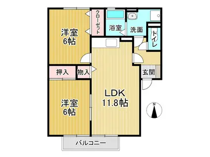 ファミール千鳥ヶ浜(2LDK/1階)の間取り写真