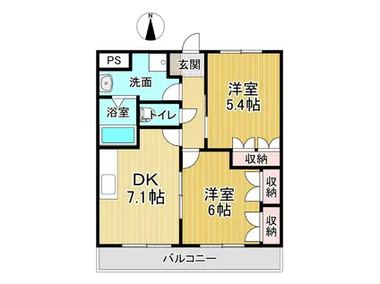 ヴューテラス藍住(2DK/2階)の間取り写真