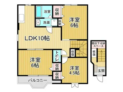 ビレッジあい D(3LDK/2階)の間取り写真