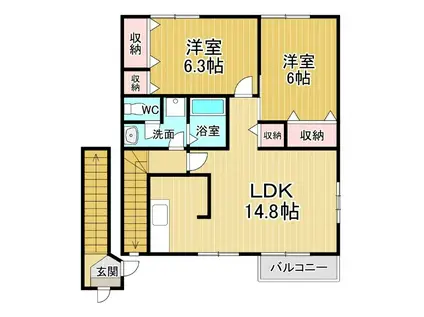 ウィルレジデンスⅥ(2LDK/2階)の間取り写真