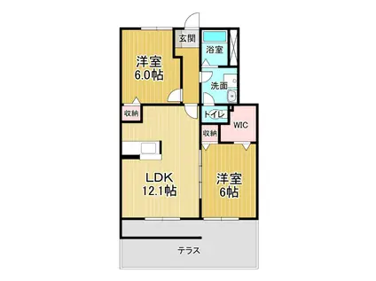 オーブ Ⅱ(2LDK/1階)の間取り写真