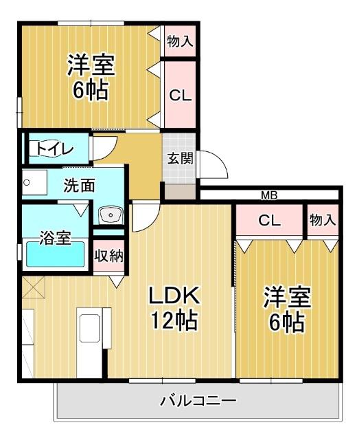 グランパルク(2LDK/2階)の間取り写真
