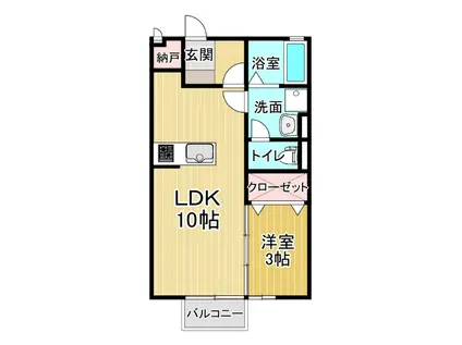 ヴィラセゾン Ⅲ(1LDK/2階)の間取り写真
