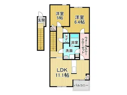 エレガンシア藍住B(2LDK/2階)の間取り写真