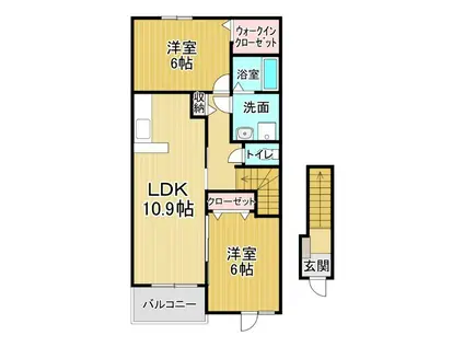 グランデ 成長 B(2LDK/2階)の間取り写真