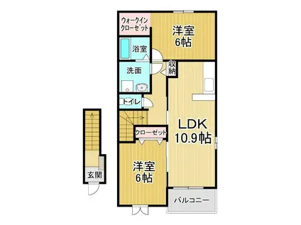 ポワールⅠ(2LDK/2階)の間取り写真