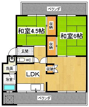 第一岡崎マンション(2LDK/3階)の間取り写真