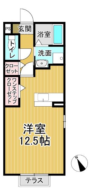 ヴィラセゾン5(ワンルーム/1階)の間取り写真