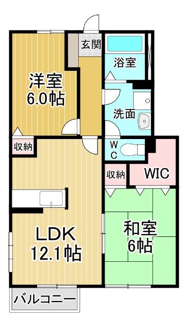 アビタシオン勝瑞Ⅰ(2LDK/1階)の間取り写真